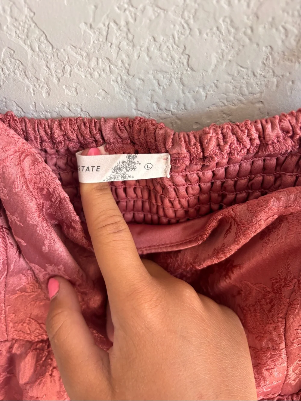 NWOT Altar'd State Rose Pink Textured Lace Midi Dress
